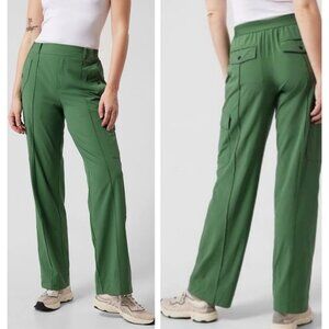 Athleta Vienna Cargo Flare Pants Women 4 Green Lightweight Wide Leg Outdoor Hike